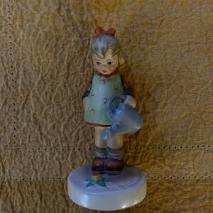 GOEBEL GIRL WITH WATERING FLOWER - Vintage Figurine with Watering Can